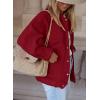 imagePRETTYGARDEN Womens 2024 Fall Varsity Bomber Jackets Casual Baseball Collar Button Down Coats Outerwear RedMedium