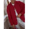 imagePRETTYGARDEN Womens 2024 Fall Varsity Bomber Jackets Casual Baseball Collar Button Down Coats Outerwear RedMedium