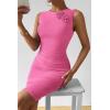 imagePRETTYGARDEN Womens 2024 Summer Mini Dress Sleeveless Bodycon Ruched Mesh 3D Flower Elegant Cocktail Party Short Dresses PinkMedium