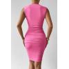 imagePRETTYGARDEN Womens 2024 Summer Mini Dress Sleeveless Bodycon Ruched Mesh 3D Flower Elegant Cocktail Party Short Dresses PinkMedium