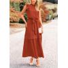 imagePRETTYGARDEN Womens Boho Maxi Dress Summer Sleeveless Belted Ruffled Swing A Line Party Dresses Brick RedMedium