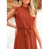 imagePRETTYGARDEN Womens Boho Maxi Dress Summer Sleeveless Belted Ruffled Swing A Line Party Dresses Brick RedMedium