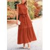 imagePRETTYGARDEN Womens Boho Maxi Dress Summer Sleeveless Belted Ruffled Swing A Line Party Dresses Brick RedMedium