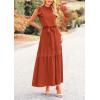 imagePRETTYGARDEN Womens Boho Maxi Dress Summer Sleeveless Belted Ruffled Swing A Line Party Dresses Brick RedMedium