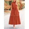 imagePRETTYGARDEN Womens Boho Maxi Dress Summer Sleeveless Belted Ruffled Swing A Line Party Dresses Brick RedMedium