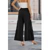 imagePRETTYGARDEN Womens Casual Long Palazzo Pants Elastic High Waist Wide Leg Loose Lounge Trousers BlackMedium