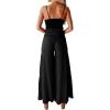 imagePRETTYGARDEN Womens Casual Long Palazzo Pants Elastic High Waist Wide Leg Loose Lounge Trousers BlackMedium