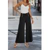 imagePRETTYGARDEN Womens Casual Long Palazzo Pants Elastic High Waist Wide Leg Loose Lounge Trousers BlackMedium