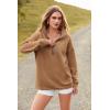 imagePRETTYGARDEN Womens Causal 14 Zip Pullover Long Sleeve Collar Sweatshirts Solid Activewear Running JacketKhaki