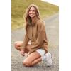 imagePRETTYGARDEN Womens Causal 14 Zip Pullover Long Sleeve Collar Sweatshirts Solid Activewear Running JacketKhaki
