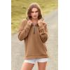 imagePRETTYGARDEN Womens Causal 14 Zip Pullover Long Sleeve Collar Sweatshirts Solid Activewear Running JacketKhaki