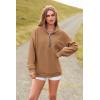 imagePRETTYGARDEN Womens Causal 14 Zip Pullover Long Sleeve Collar Sweatshirts Solid Activewear Running JacketKhaki