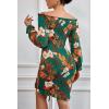 imagePRETTYGARDEN Womens Long Sleeve Off Shoulder Bodycon Dresses Drawstring Sexy Mini Floral Smocked Dress