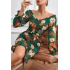 imagePRETTYGARDEN Womens Long Sleeve Off Shoulder Bodycon Dresses Drawstring Sexy Mini Floral Smocked Dress