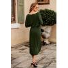 imagePRETTYGARDEN Womens Ruched Midi Dress Off Shoulder Long Sleeve Asymmetrical Draped Wrap Bodycon Cocktail Dresses