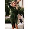 imagePRETTYGARDEN Womens Ruched Midi Dress Off Shoulder Long Sleeve Asymmetrical Draped Wrap Bodycon Cocktail Dresses