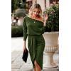 imagePRETTYGARDEN Womens Ruched Midi Dress Off Shoulder Long Sleeve Asymmetrical Draped Wrap Bodycon Cocktail Dresses