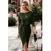 imagePRETTYGARDEN Womens Ruched Midi Dress Off Shoulder Long Sleeve Asymmetrical Draped Wrap Bodycon Cocktail Dresses