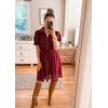 imagePRETTYGARDEN Womens Summer Dress Casual V Neck Short Sleeve Swiss Dots Elastic Waist Aline Flowy Mini Dresses
