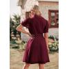 imagePRETTYGARDEN Womens Summer Dress Casual V Neck Short Sleeve Swiss Dots Elastic Waist Aline Flowy Mini Dresses