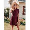 imagePRETTYGARDEN Womens Summer Dress Casual V Neck Short Sleeve Swiss Dots Elastic Waist Aline Flowy Mini Dresses