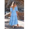 imagePRETTYGARDEN Womens Summer Maxi Dress Short Sleeve Square Neck Ruffle Tiered Flowy Casual Boho Long Dresses with Pockets