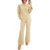 imagePRETTYGARDEN Womens 2 Piece Outfits Fall Fashion Clothes Quilted Long Sleeve Tops Wide Leg Pants Matching Lounge Sets