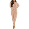 imagePRETTYGARDEN Womens 2 Piece Waffle Knit Lounge Outfit Long Sleeve Henley Top and Sweatpants Set Tracksuit