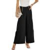 imagePRETTYGARDEN Womens Casual Long Palazzo Pants Elastic High Waist Wide Leg Loose Lounge Trousers BlackMedium