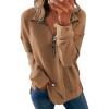 imagePRETTYGARDEN Womens Causal 14 Zip Pullover Long Sleeve Collar Sweatshirts Solid Activewear Running JacketKhaki