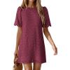 imagePRETTYGARDEN Womens 2026 Summer Casual Short Dresses Embroidered Lace Short Sleeve Boho Mini Dress Beach Vacation ClothesBurgundy