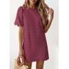 imagePRETTYGARDEN Womens 2026 Summer Casual Short Dresses Embroidered Lace Short Sleeve Boho Mini Dress Beach Vacation ClothesBurgundy