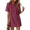 imagePRETTYGARDEN Womens 2026 Summer Casual Short Dresses Embroidered Lace Short Sleeve Boho Mini Dress Beach Vacation ClothesBurgundy