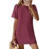 imagePRETTYGARDEN Womens 2026 Summer Casual Short Dresses Embroidered Lace Short Sleeve Boho Mini Dress Beach Vacation ClothesBurgundy