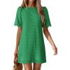 imagePRETTYGARDEN Womens 2026 Summer Casual Short Dresses Embroidered Lace Short Sleeve Boho Mini Dress Beach Vacation ClothesDark Green