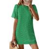 imagePRETTYGARDEN Womens 2026 Summer Casual Short Dresses Embroidered Lace Short Sleeve Boho Mini Dress Beach Vacation ClothesDark Green