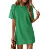 imagePRETTYGARDEN Womens 2026 Summer Casual Short Dresses Embroidered Lace Short Sleeve Boho Mini Dress Beach Vacation ClothesDark Green