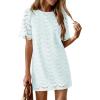 imagePRETTYGARDEN Womens 2026 Summer Casual Short Dresses Embroidered Lace Short Sleeve Boho Mini Dress Beach Vacation ClothesLight Blue