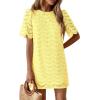 imagePRETTYGARDEN Womens 2026 Summer Casual Short Dresses Embroidered Lace Short Sleeve Boho Mini Dress Beach Vacation ClothesYellow