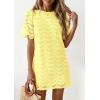 imagePRETTYGARDEN Womens 2026 Summer Casual Short Dresses Embroidered Lace Short Sleeve Boho Mini Dress Beach Vacation ClothesYellow