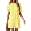 imagePRETTYGARDEN Womens 2026 Summer Casual Short Dresses Embroidered Lace Short Sleeve Boho Mini Dress Beach Vacation ClothesYellow