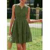 imagePRETTYGARDEN Womens Summer Dresses 2026 Sleeveless V Neck Eyelet Hollow Out Swing A Line Beach Vacation Sun DressArmy Green