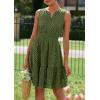 imagePRETTYGARDEN Womens Summer Dresses 2026 Sleeveless V Neck Eyelet Hollow Out Swing A Line Beach Vacation Sun DressArmy Green