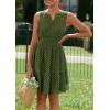 imagePRETTYGARDEN Womens Summer Dresses 2026 Sleeveless V Neck Eyelet Hollow Out Swing A Line Beach Vacation Sun DressArmy Green