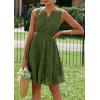 imagePRETTYGARDEN Womens Summer Dresses 2026 Sleeveless V Neck Eyelet Hollow Out Swing A Line Beach Vacation Sun DressArmy Green