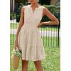 imagePRETTYGARDEN Womens Summer Dresses 2026 Sleeveless V Neck Eyelet Hollow Out Swing A Line Beach Vacation Sun DressBeige