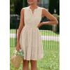 imagePRETTYGARDEN Womens Summer Dresses 2026 Sleeveless V Neck Eyelet Hollow Out Swing A Line Beach Vacation Sun DressBeige