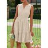 imagePRETTYGARDEN Womens Summer Dresses 2026 Sleeveless V Neck Eyelet Hollow Out Swing A Line Beach Vacation Sun DressBeige