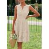 imagePRETTYGARDEN Womens Summer Dresses 2026 Sleeveless V Neck Eyelet Hollow Out Swing A Line Beach Vacation Sun DressBeige