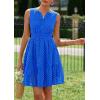 imagePRETTYGARDEN Womens Summer Dresses 2026 Sleeveless V Neck Eyelet Hollow Out Swing A Line Beach Vacation Sun DressBlue